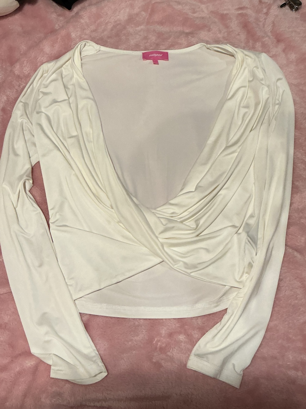 Edikted White Twist Front Long Sleeve size L